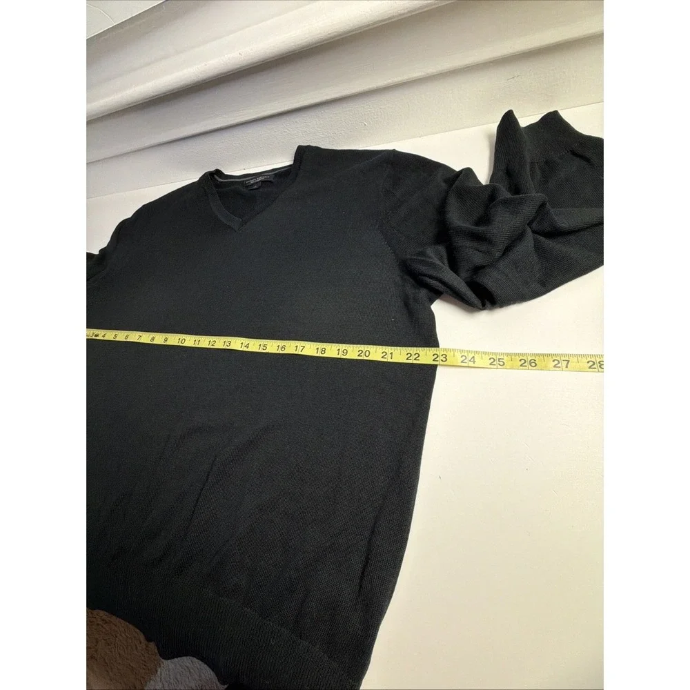 Banana Republic Mens Silk Cashmere V-Neck‎ Sweater Black Large Pullover